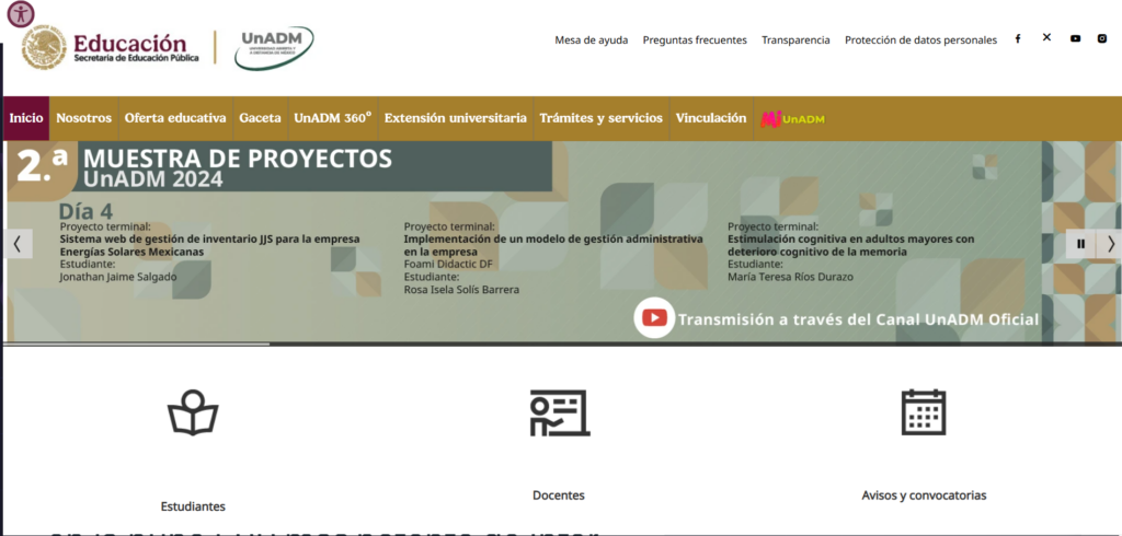 Imagen de sitio web UNADM