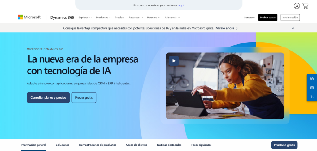 Sitio web de Microsoft Dynamics