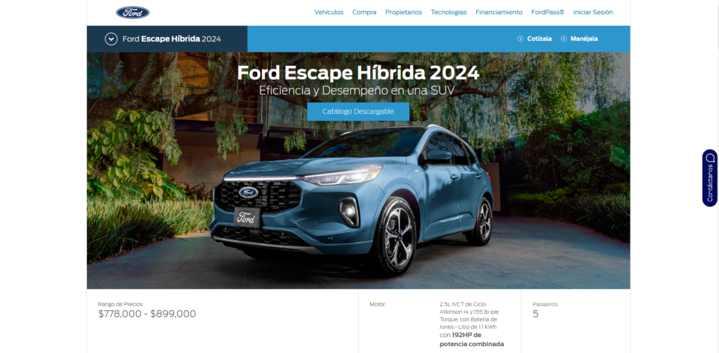 Micrositio de Ford Escape